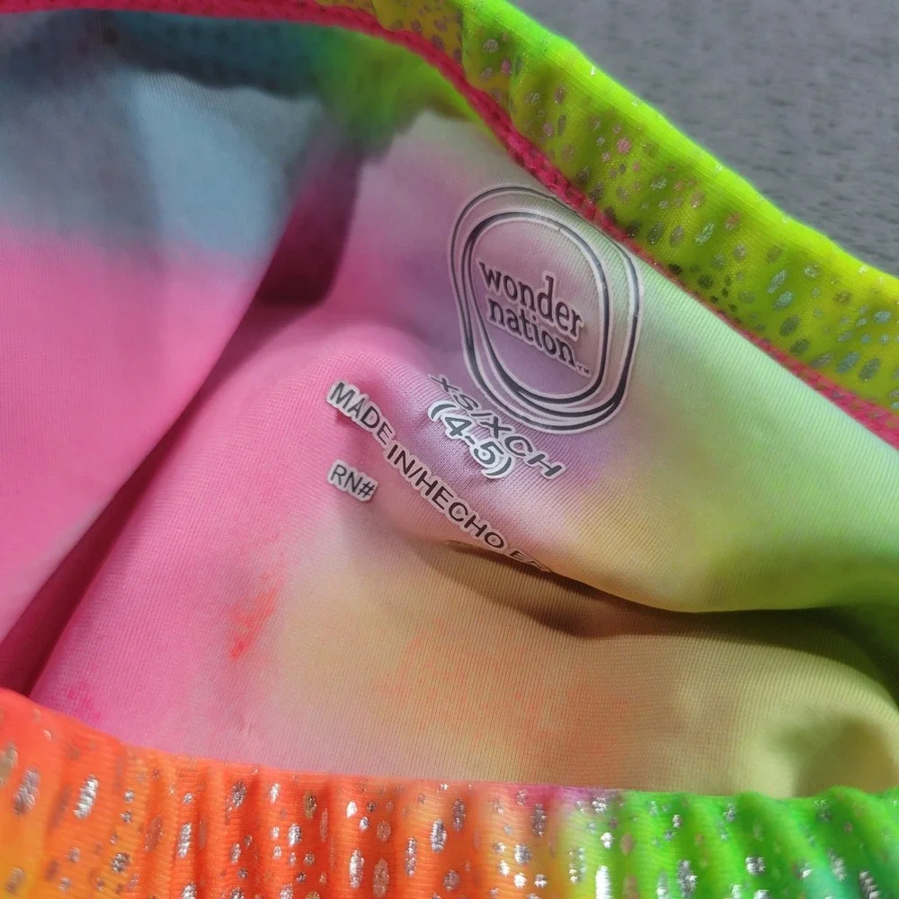 Wonder‎ Nation Swim Cover Up Girls XS 4-5 Rainbow Mermaid Tail Metallic Ruffle